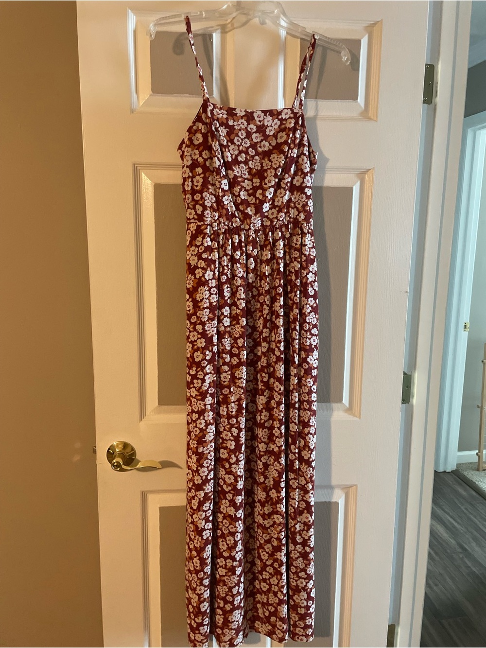 Women's Burgundy Floral Maxi Jumpsuit